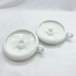 Fenton Vintage Milk Glass Chamber Candlestick Holders Finger Loop Set of 2